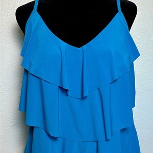 Aqua Green Women's Vibrant Blue Ruffle Swim Tankini